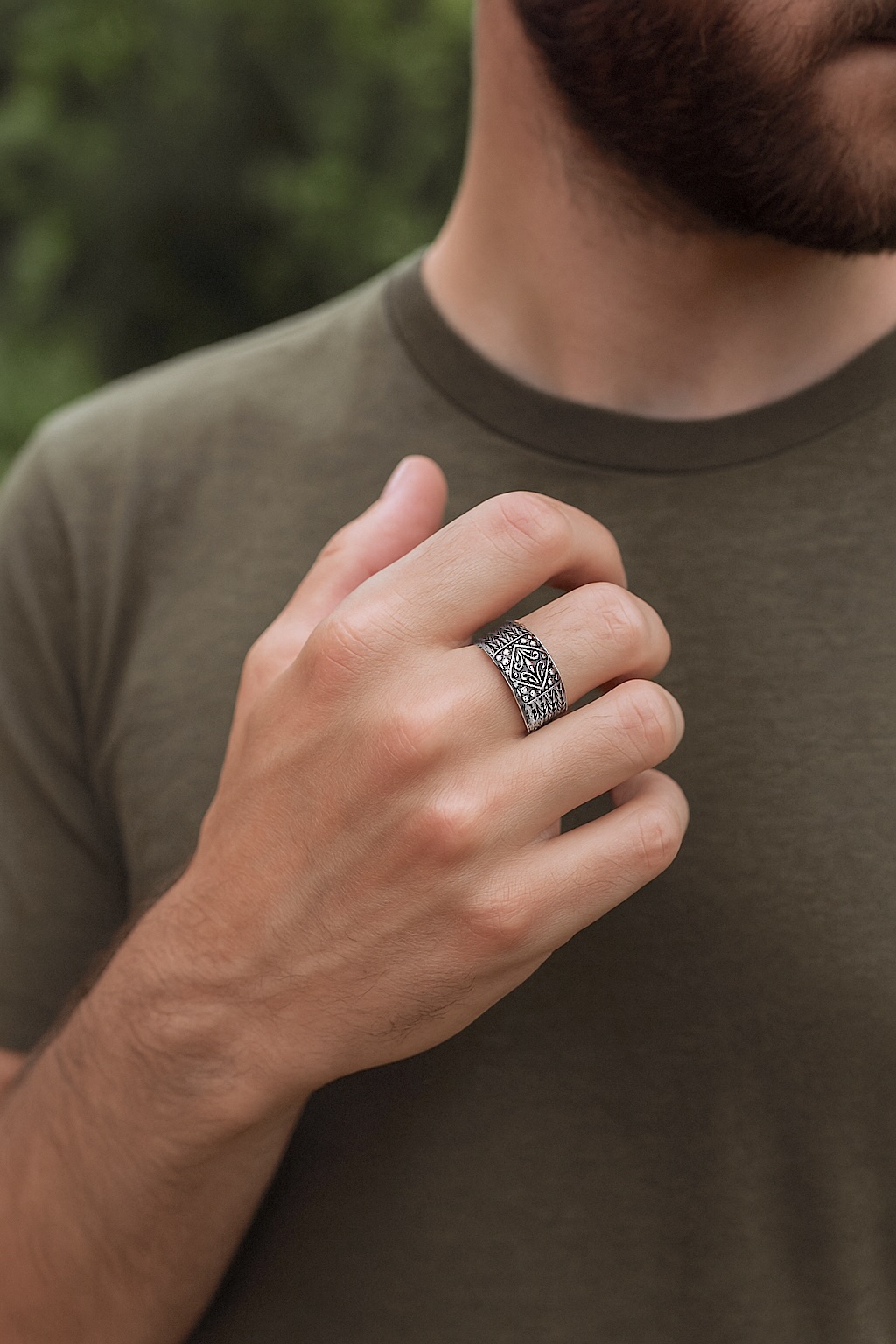 men’s adjustable Celtic fleur-de-lys silver ring